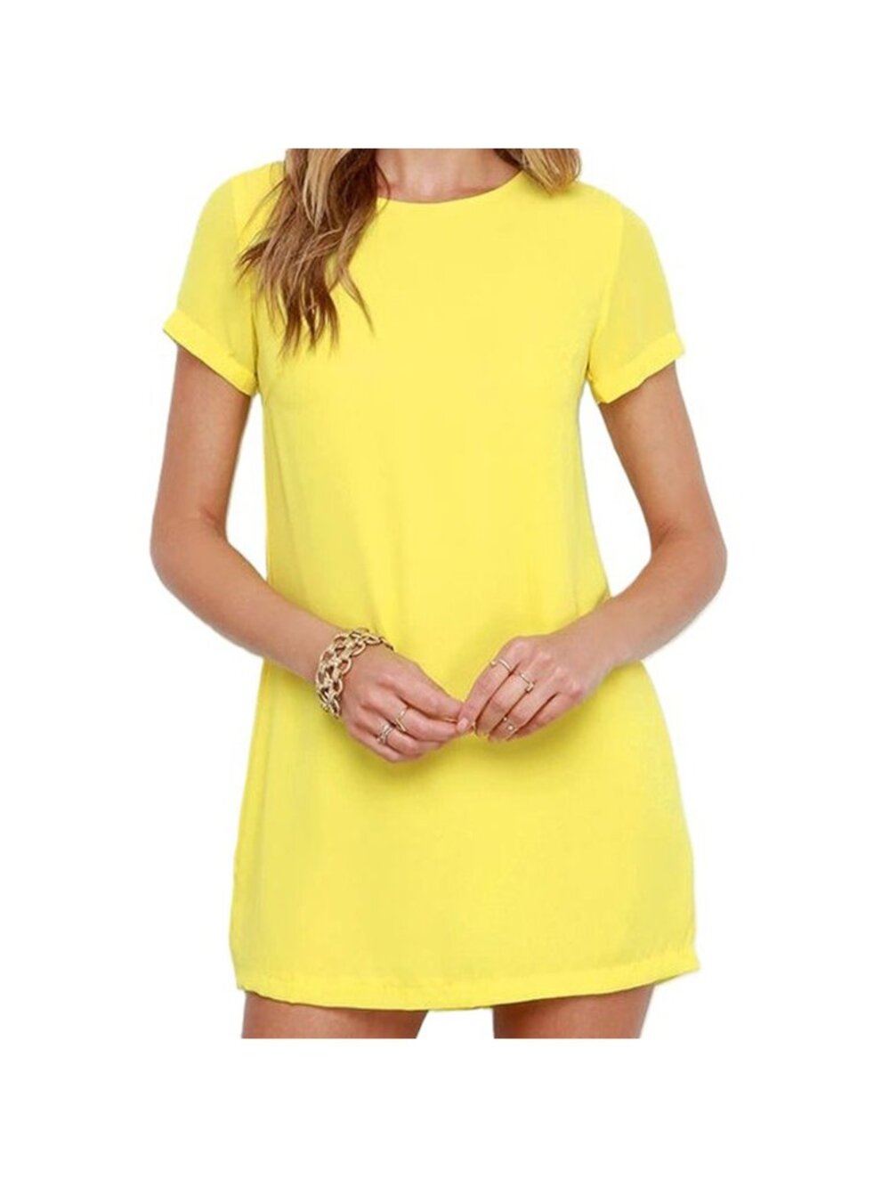 Lulus Lemon Yellow Freestyle Short Sleeve Mini Shift Dress Large NWT 44119